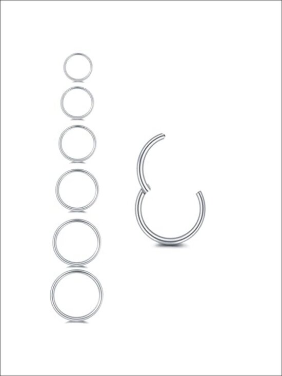 Jewelry - 316L Surgical Steel Clicker Nose Ring Hoops 6mm-12mm 18G Body Piercing Jewelry